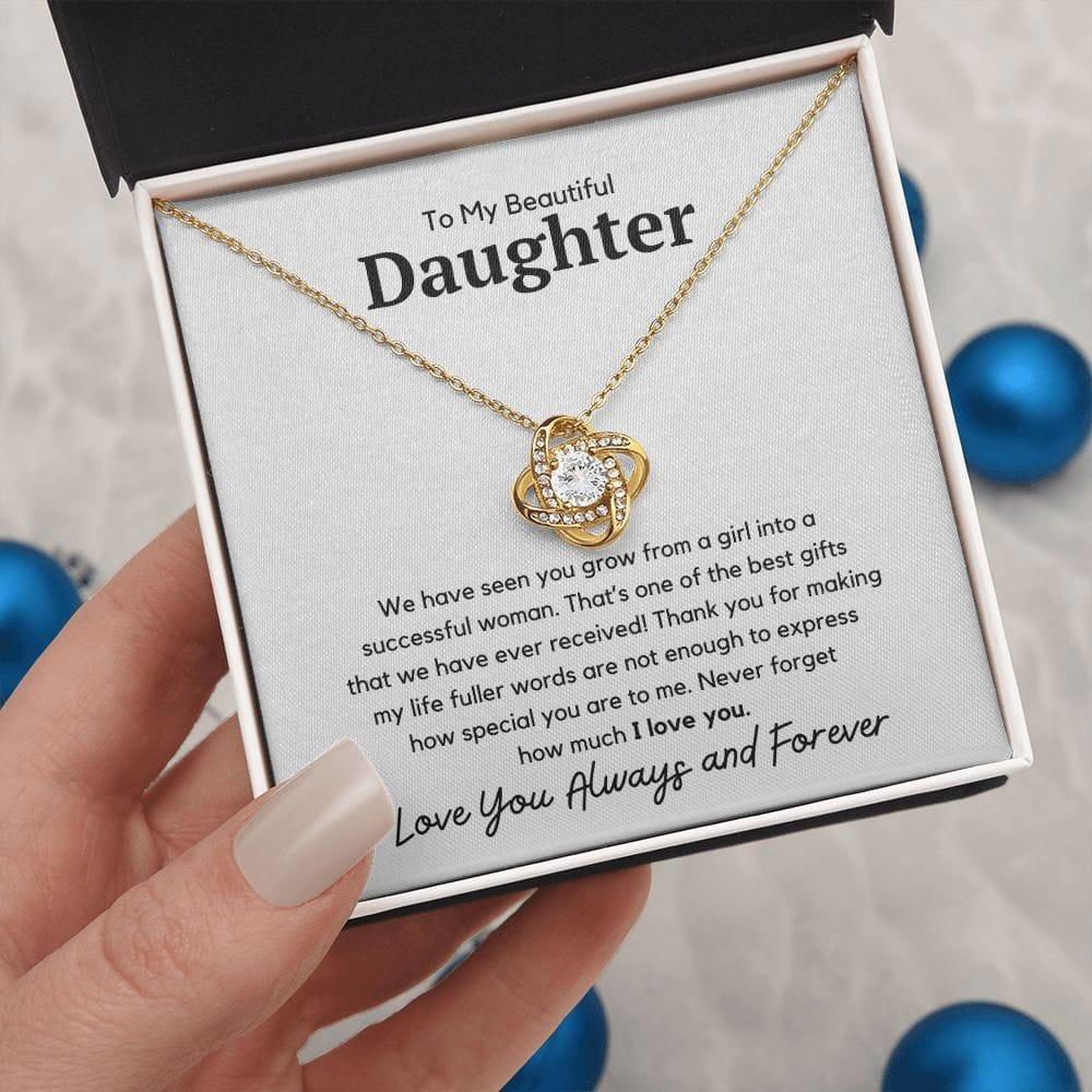 To My Beautiful Daughter Love Knot Necklace - We have seen you grow 18K Yellow Gold Finish / Two-Toned Box Jewelry Giftinum