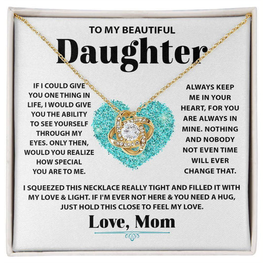 To My Beautiful Daughter Love knot 14K White Gold Finish / Two-Toned Box Jewelry Giftinum