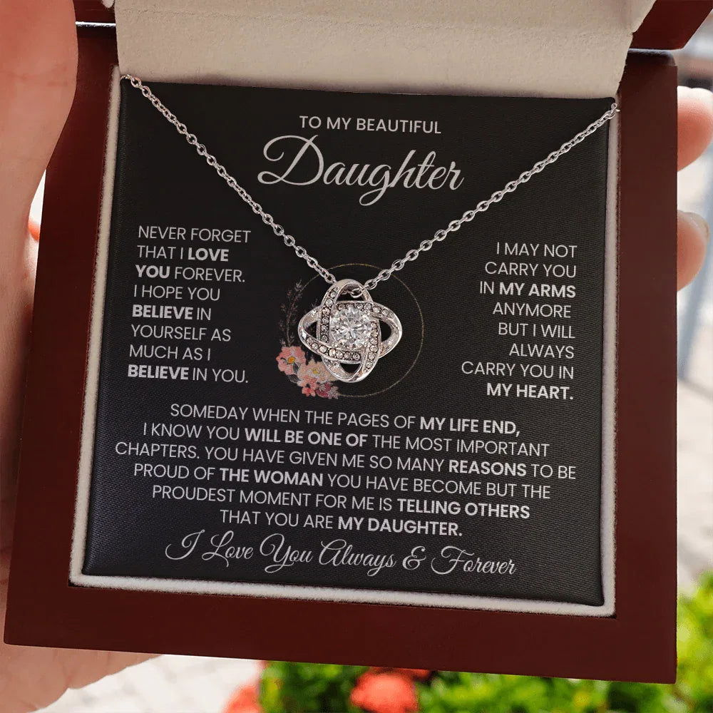 To My Beautiful Daughter Necklace - Never Forget That I Love You - Giftinum