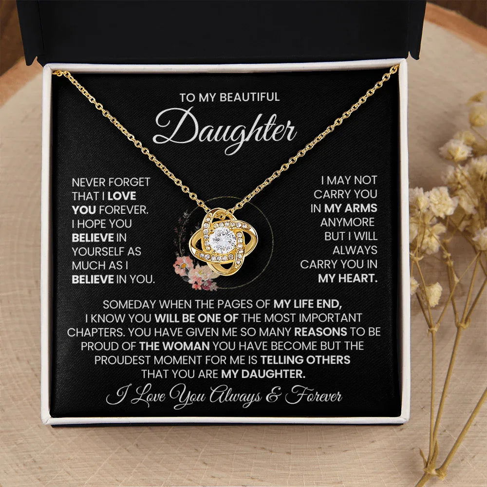 To My Beautiful Daughter Necklace - Never Forget That I Love You - Giftinum