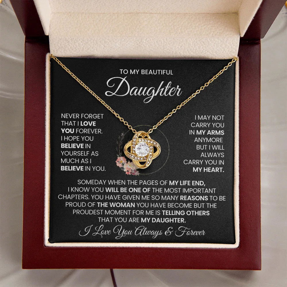To My Beautiful Daughter Necklace - Never Forget That I Love You - Giftinum