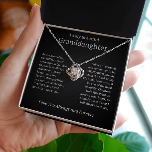 To My Beautiful Granddaughter Love Knot Necklace - As you grow older - Giftinum