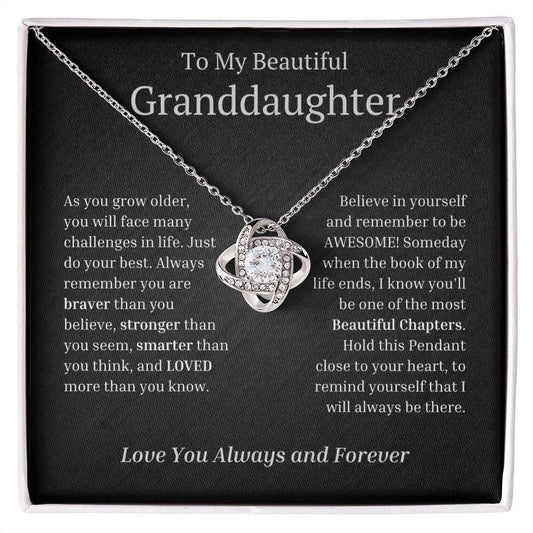 To My Beautiful Granddaughter Love Knot Necklace - As you grow older - Giftinum