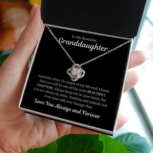 To My Beautiful Granddaughter Love Knot Necklace - Someday when the pages - Giftinum