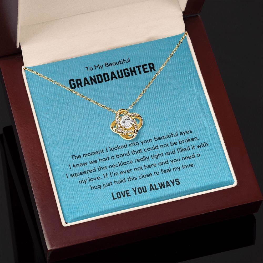 To My Beautiful Granddaughter Love Knot Necklace - The moment I looked into your eyes 18K Yellow Gold Finish / Luxury Box Jewelry Giftinum