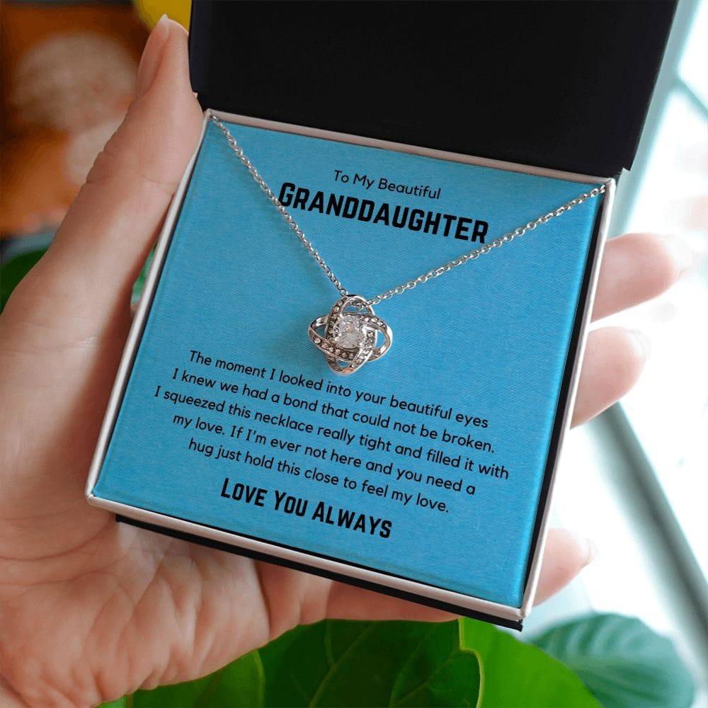 To My Beautiful Granddaughter Love Knot Necklace - The moment I looked into your eyes 14K White Gold Finish / Standard Box Jewelry Giftinum