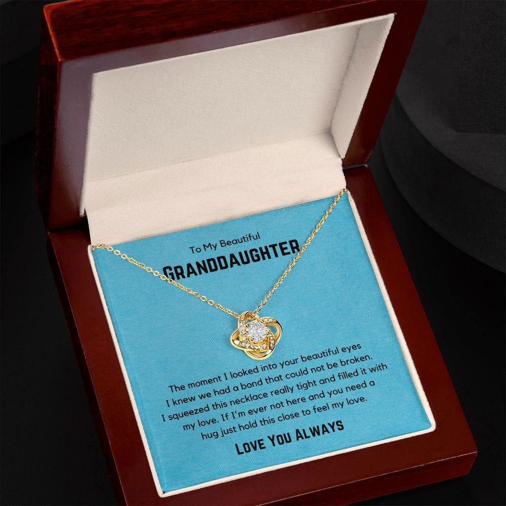 To My Beautiful Granddaughter Love Knot Necklace - The moment I looked into your eyes 14K White Gold Finish / Standard Box Jewelry Giftinum
