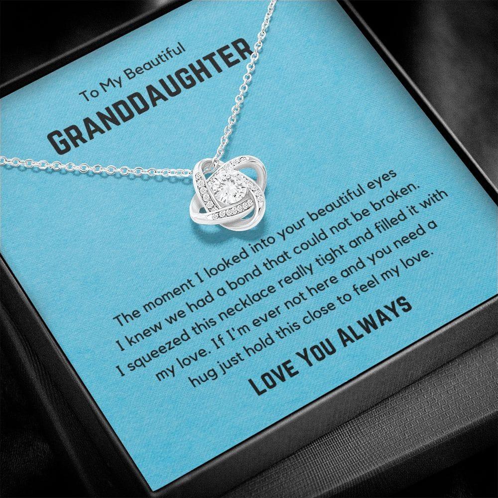 To My Beautiful Granddaughter Love Knot Necklace - The moment I looked into your eyes 14K White Gold Finish / Standard Box Jewelry Giftinum