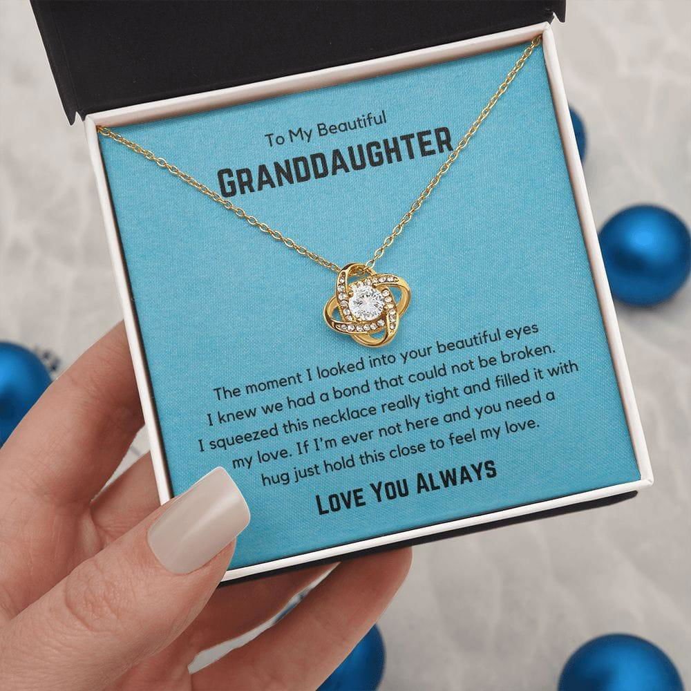 To My Beautiful Granddaughter Love Knot Necklace - The moment I looked into your eyes 18K Yellow Gold Finish / Standard Box Jewelry Giftinum
