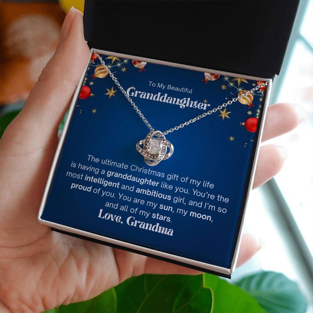 To My Beautiful Granddaughter Love Knot Necklace - The ultimate christmas gift 14K White Gold Finish / Two-Toned Box Jewelry Giftinum