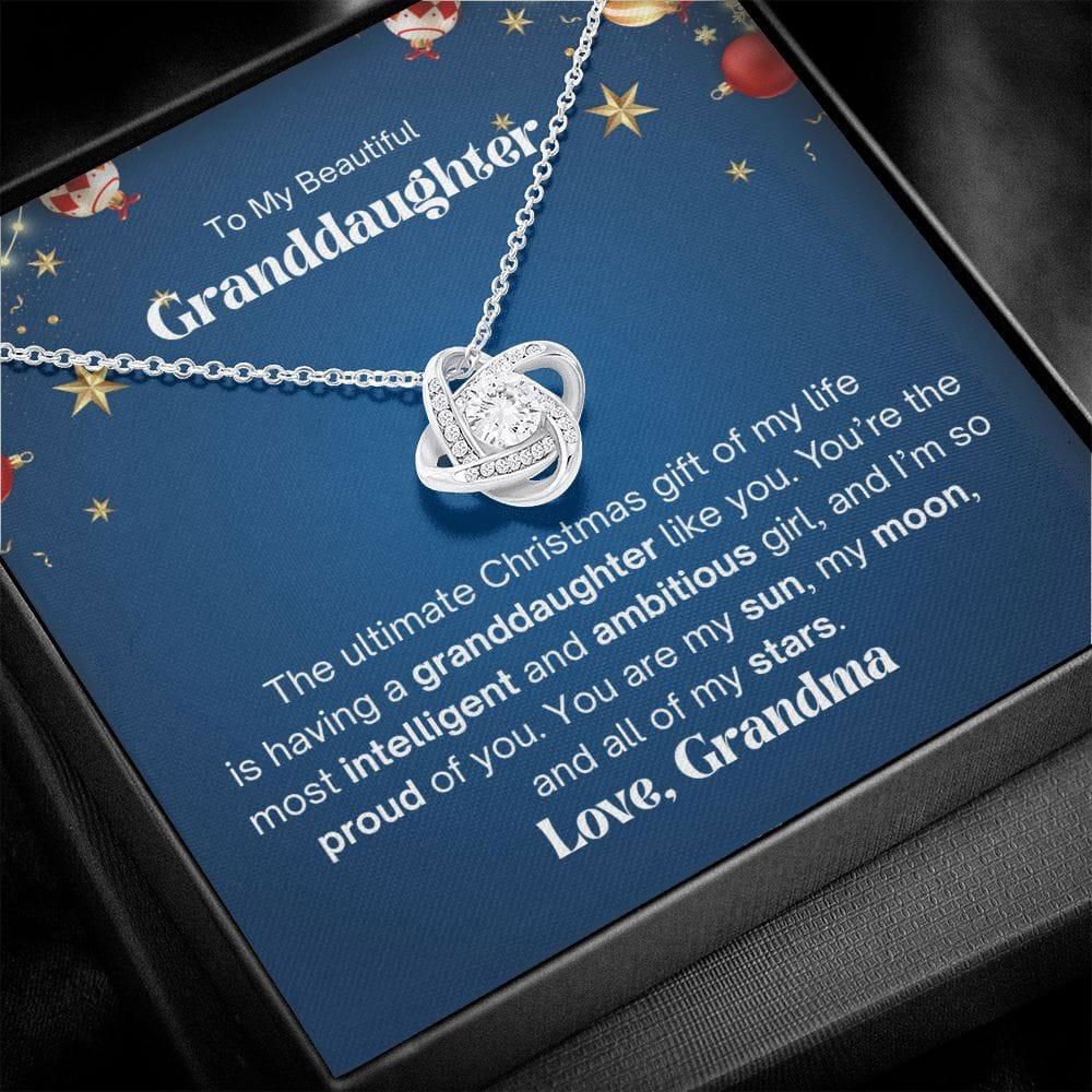To My Beautiful Granddaughter Love Knot Necklace - The ultimate christmas gift 14K White Gold Finish / Two-Toned Box Jewelry Giftinum