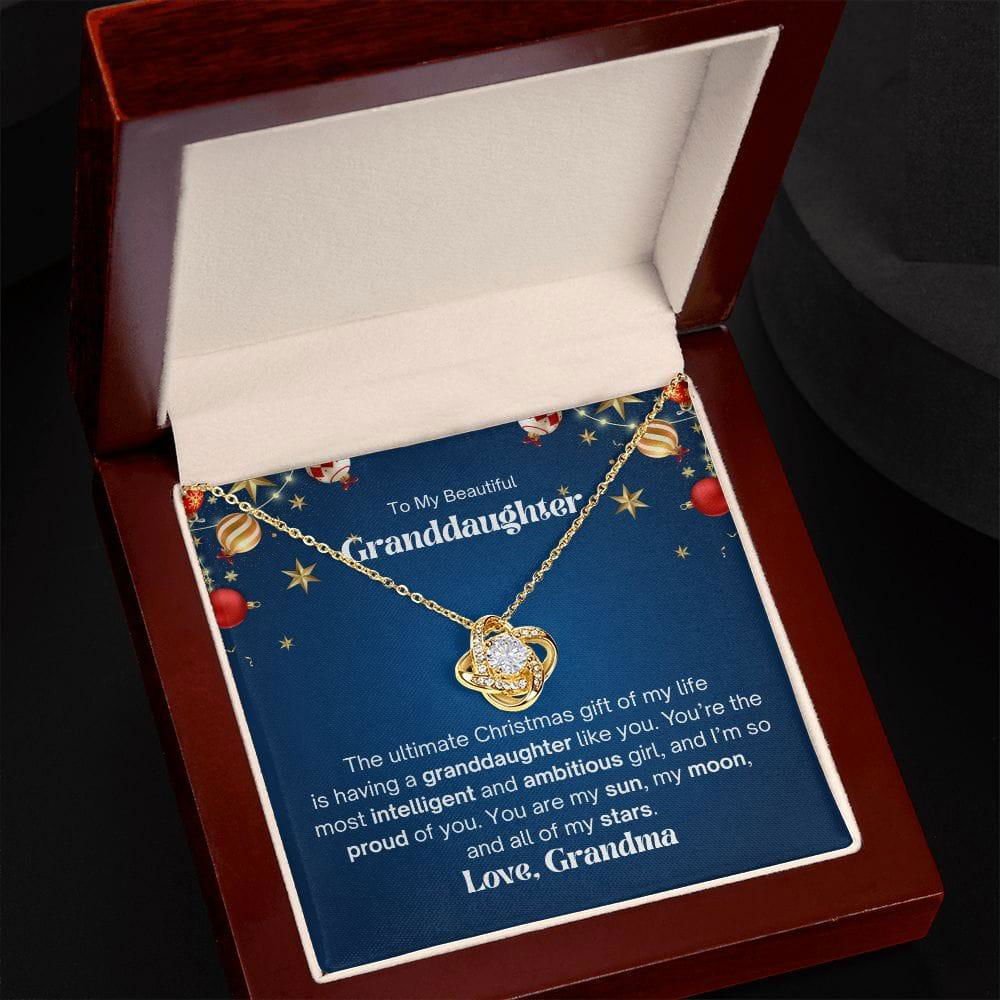 To My Beautiful Granddaughter Love Knot Necklace - The ultimate christmas gift 14K White Gold Finish / Two-Toned Box Jewelry Giftinum