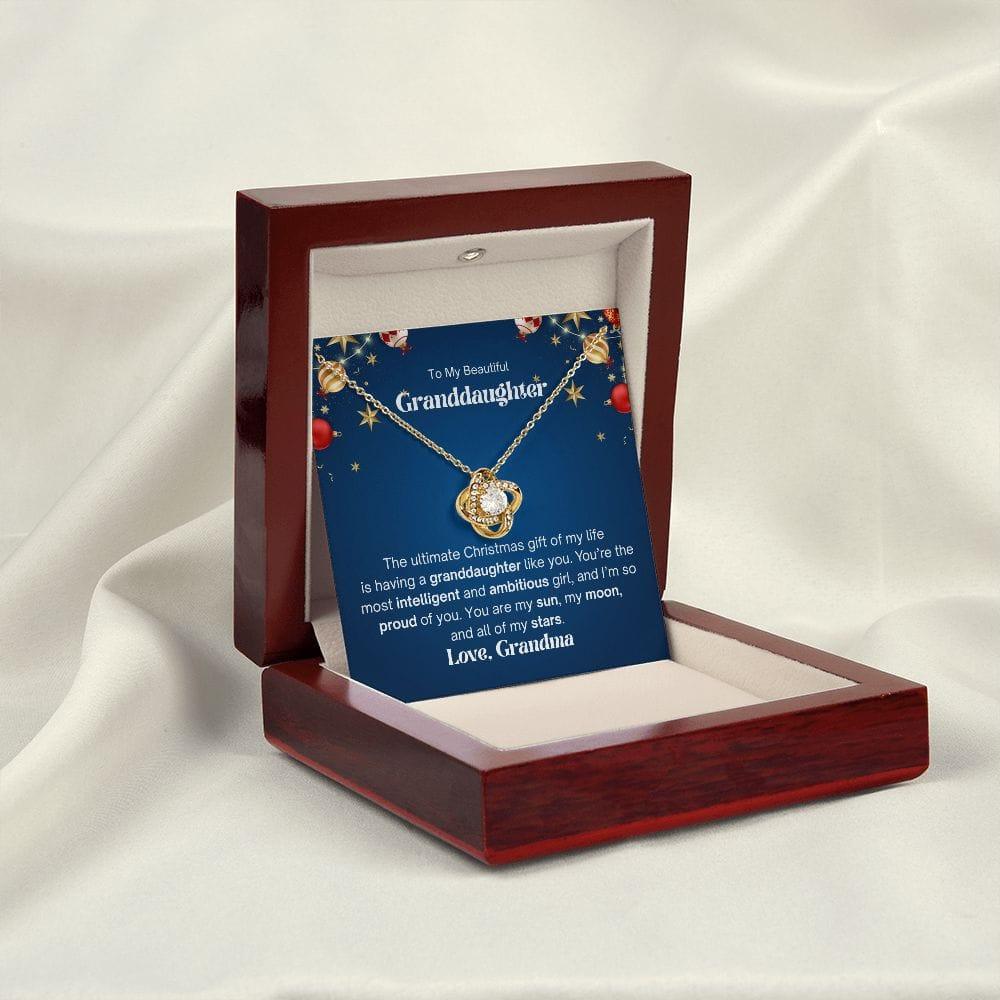 To My Beautiful Granddaughter Love Knot Necklace - The ultimate christmas gift 14K White Gold Finish / Two-Toned Box Jewelry Giftinum