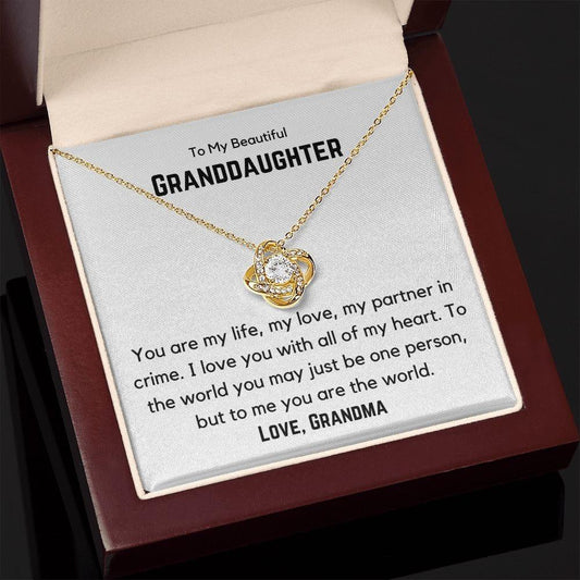 To My Beautiful Granddaughter Love Knot Necklace - You are my life - Giftinum