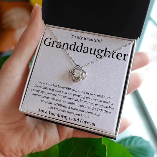 To My Beautiful Granddaughter Love Knot Necklace - You are such a beautiful girl - Giftinum