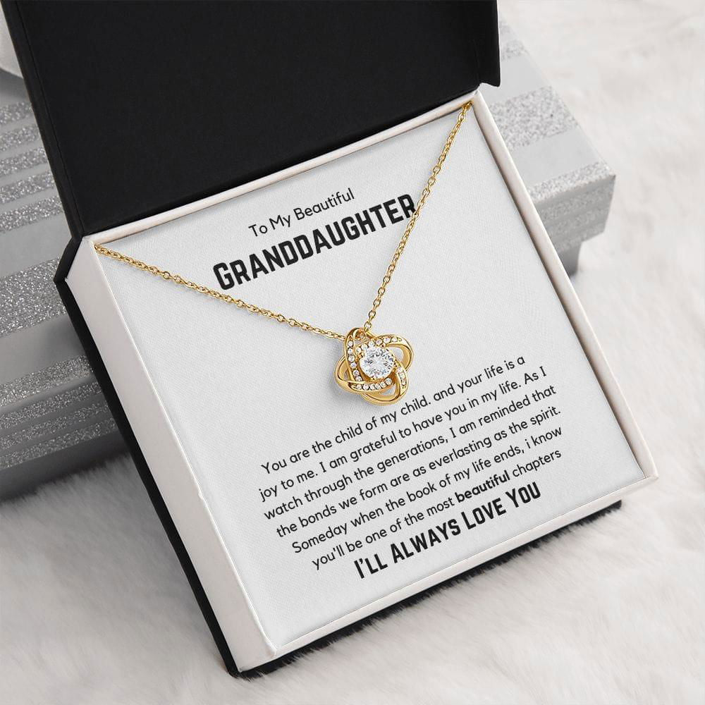 To My Beautiful Granddaughter Love Knot Necklace - You are the child of my child 18K Yellow Gold Finish / Standard Box Jewelry Giftinum
