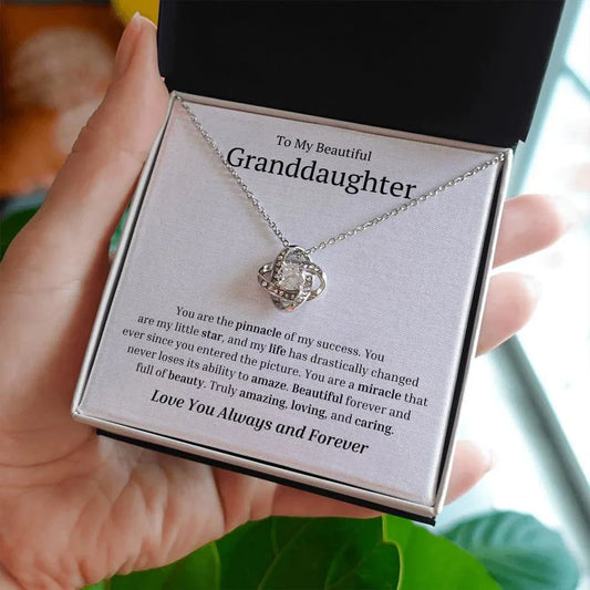 To My Beautiful Granddaughter Love Knot Necklace - You are the pinnacle - Giftinum