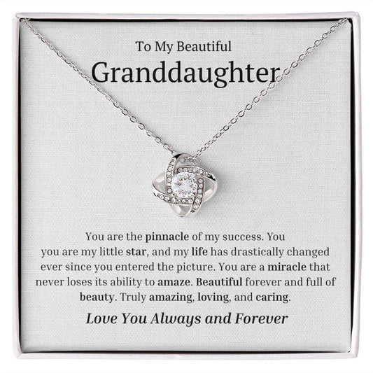 To My Beautiful Granddaughter Love Knot Necklace - You are the pinnacle of my success - Giftinum