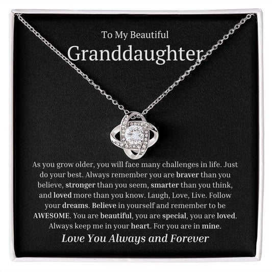 To My Beautiful Granddaughter Love Knot Necklace Gift From Grandparent - As you grow older - Giftinum