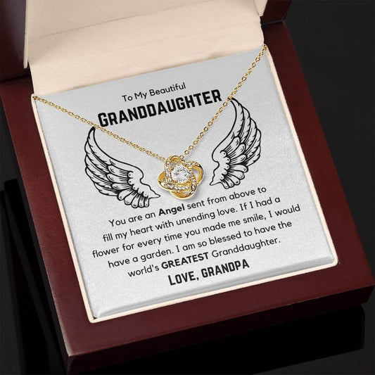 To My Beautiful Granddaughter Love Knot Necklace from Grandpa - You are an Angel - Giftinum