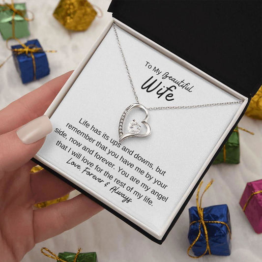 To My Beautiful Wife - Life has its up and down 14k White Gold Finish / Standard Box Jewelry Giftinum