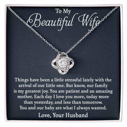 To My Beautiful Wife - Our Family Love knot 14K White Gold Finish / Standard Box Jewelry Giftinum