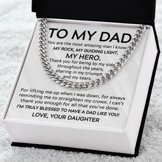 To My Dad - My Guiding Light Cuban Link Chain - Giftinum