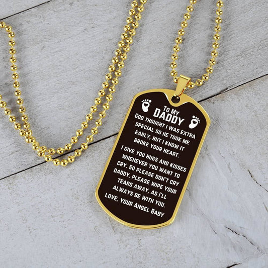 To My Daddy Dog Tag Necklace - God thought I was extra special Military Chain (Silver) / No Jewelry Giftinum