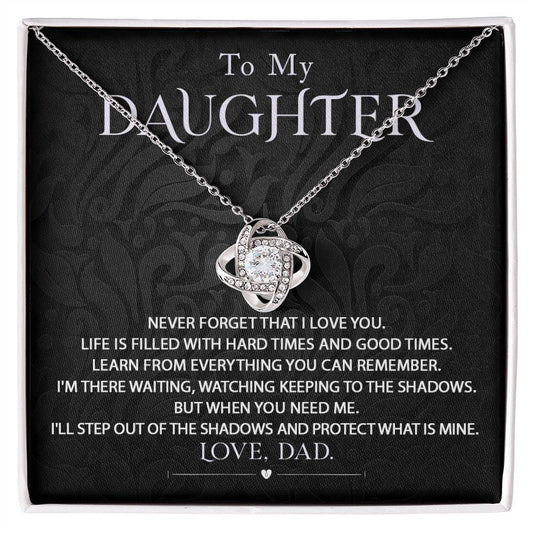 To My Daughter - Black Ver Love knot 14K White Gold Finish / Standard Box Jewelry Giftinum