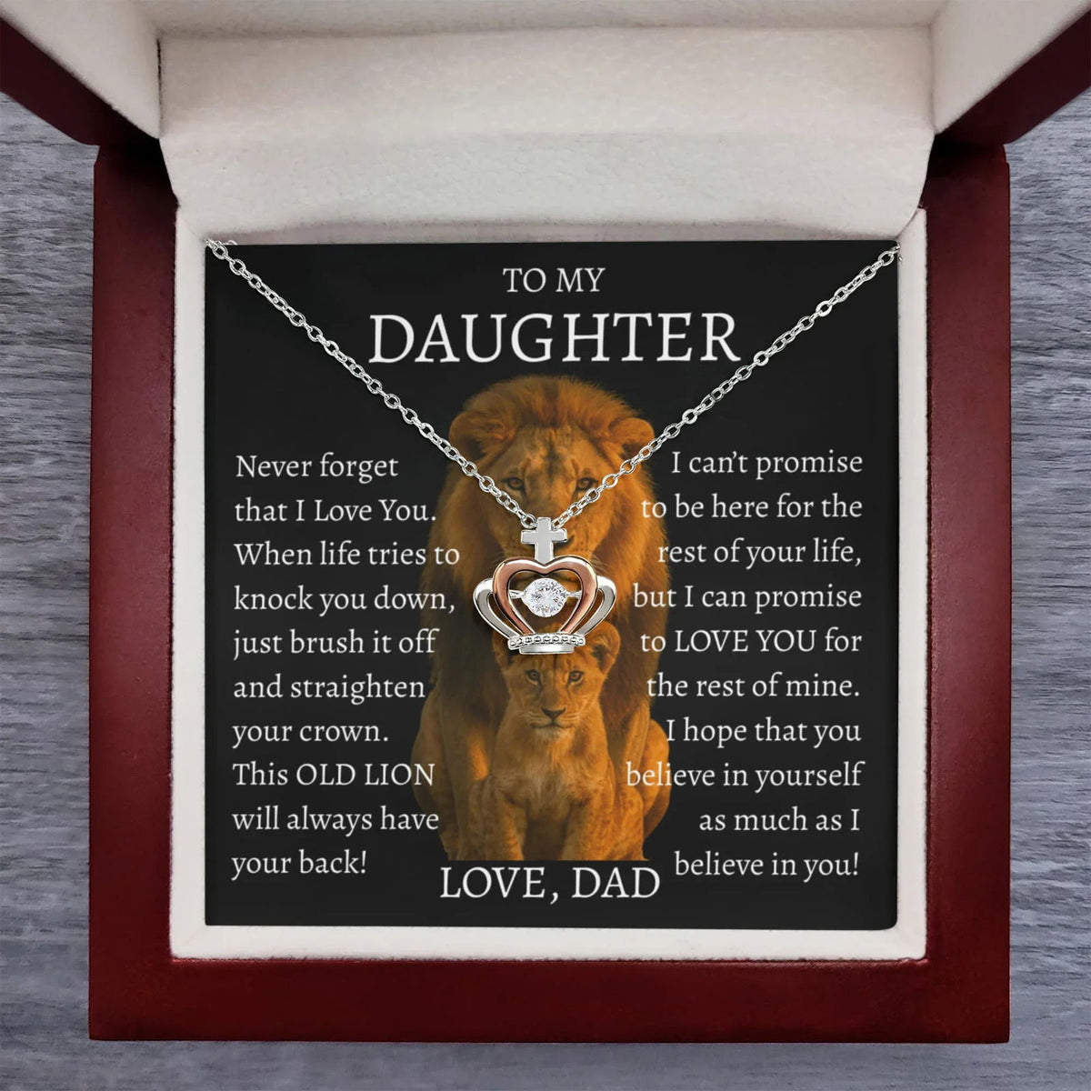 To My Daughter Crown Necklace - This Old Lion - Giftinum