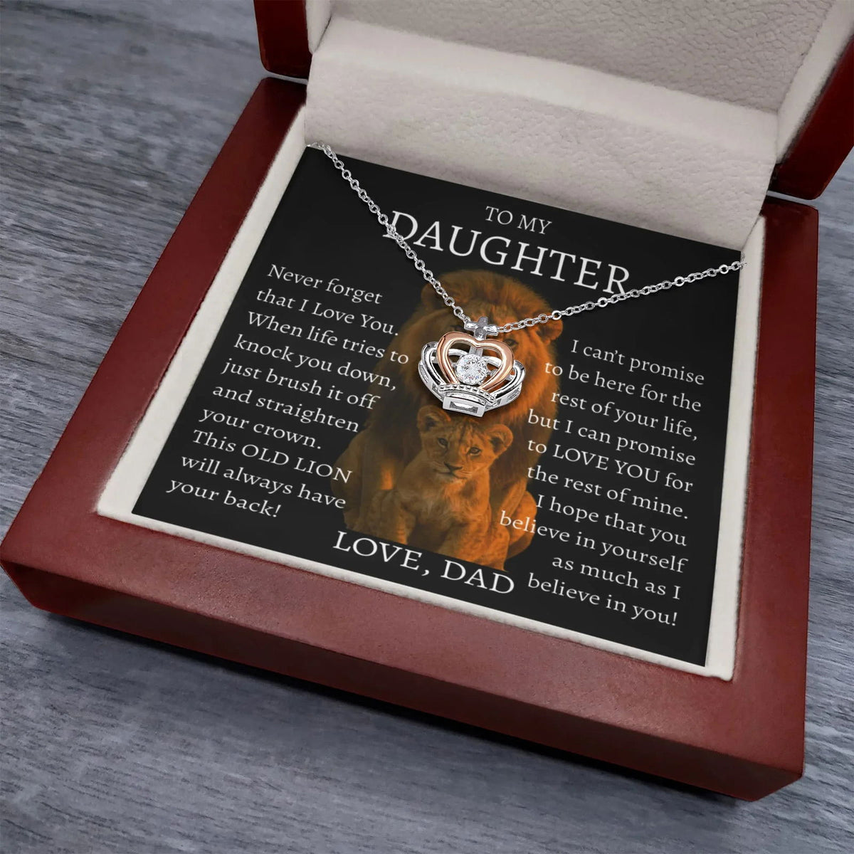 To My Daughter Crown Necklace - This Old Lion - Giftinum