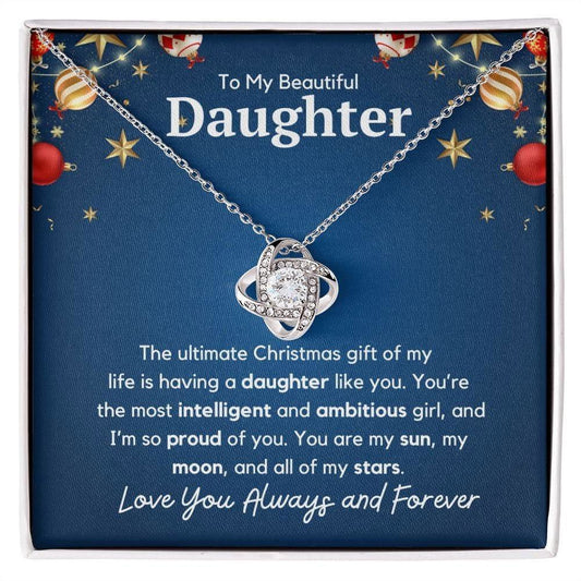 To My Daughter Love Knot Necklace- The ultimate Christmas gift 14K White Gold Finish / Standard Box Jewelry Giftinum