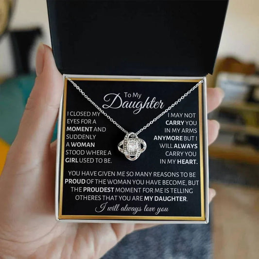 To My Daughter Necklace - I closed my eyes - Giftinum