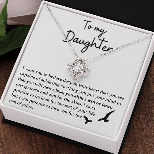 To My Daughter Necklace - Never Lose 14K White Gold Finish / Two-Toned Box Jewelry Giftinum