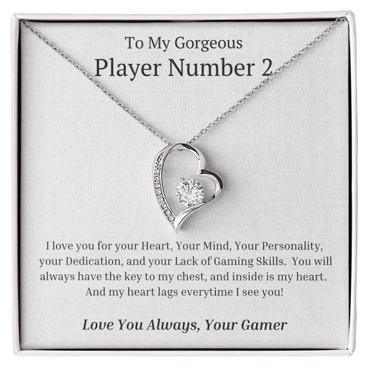 To My Gorgeous Player Number 2 Forever Love Necklace - I love you for your heart 14k White Gold Finish / Two-Toned Box Jewelry Giftinum