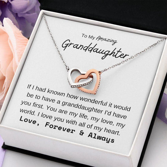 To My Granddaughter - If I had known - Necklace Polished Stainless Steel & Rose Gold Finish / Two-Toned Box Jewelry Giftinum