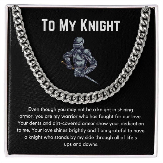 To My Knight Cuban Link Chain Necklace Stainless Steel / Standard Box Jewelry Giftinum