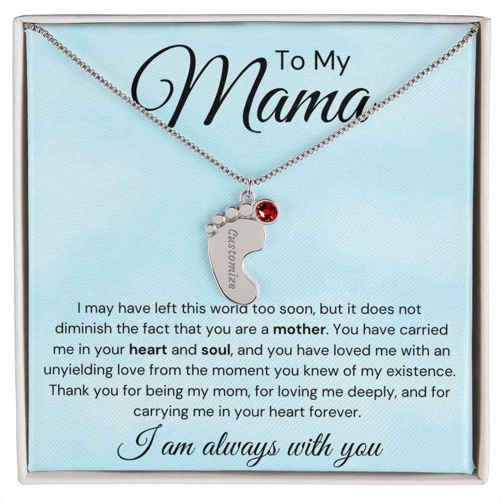To My Mama Baby Feet Necklace - I may have left the world too soon 1 Charm / Polished Stainless Steel / Standard Box Jewelry Giftinum