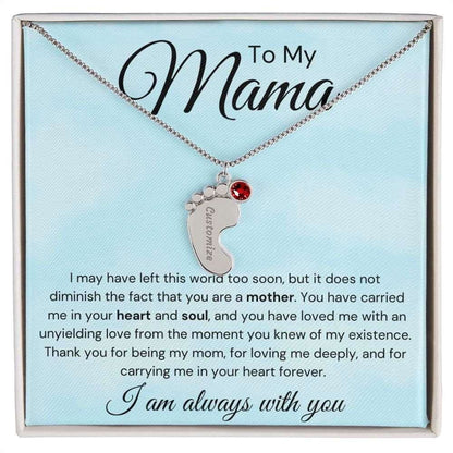 To My Mama Baby Feet Necklace - I may have left the world too soon 1 Charm / Polished Stainless Steel / Standard Box Jewelry Giftinum