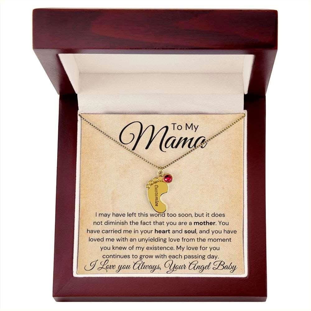 To My Mama Baby Feet Necklace - I may have left this world 1 Charm / 18K Yellow Gold Finish / Luxury Box Jewelry Giftinum