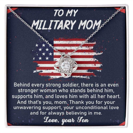 To My Military Mom Love knot 14K White Gold Finish / Standard Box Jewelry Giftinum