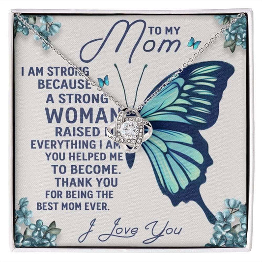 To My Mom - A Strong Woman Love knot 14K White Gold Finish / Standard Box Jewelry Giftinum