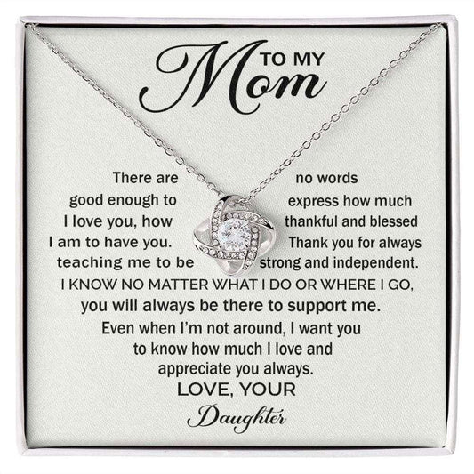 To My Mom - Appreciate You Always Love knot 14K White Gold Finish / Standard Box Jewelry Giftinum