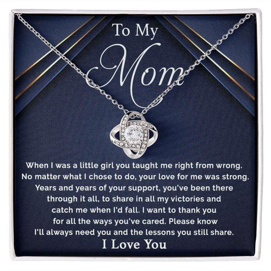 To My Mom - I Want To Thank You For All Love knot 14K White Gold Finish / Standard Box Jewelry Giftinum