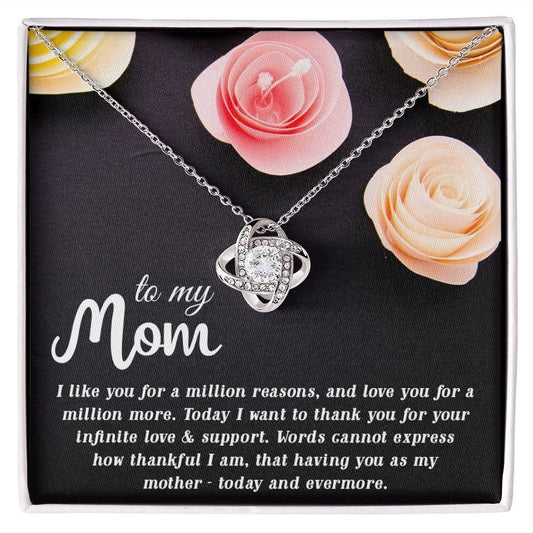 To My Mom - Million Reasons Love knot 14K White Gold Finish / Standard Box Jewelry Giftinum