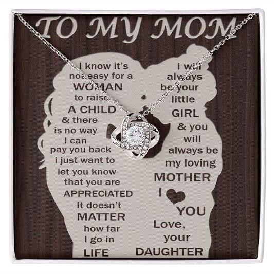 To My Mom - Your Little Girl Love knot 14K White Gold Finish / Standard Box Jewelry Giftinum