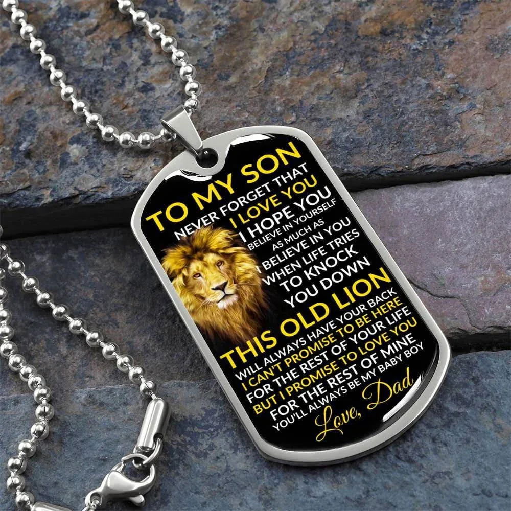 To My Son Necklace - This Old Lion - Giftinum
