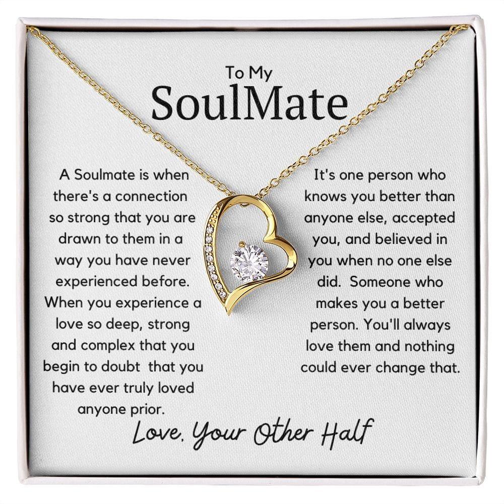 To My Soulmate Forever Heart Necklace - A soulmate is 14k White Gold Finish / Two-Toned Box Jewelry Giftinum