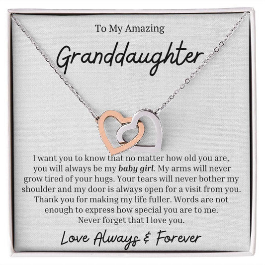 To my Amazing Granddaughter Interlocking Heart Necklace - I want you to know - Giftinum