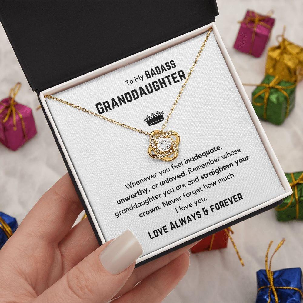 To my Badass Granddaughter Love Knot Necklace - whenever you feel 18K Yellow Gold Finish / Standard Box Jewelry Giftinum